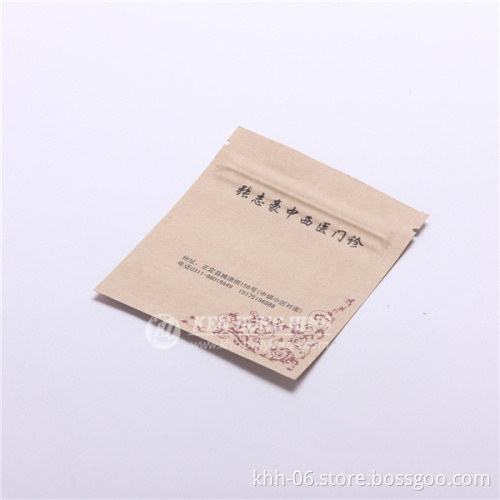 Hot Selling Custom Printed Kraft Paper Zipper Medicine Packaging Bags